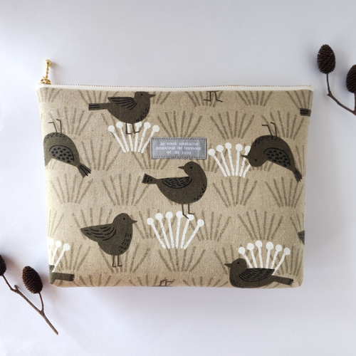 4ポケット付・大きめポーチ ＊マチ約4cm タイプ ／bird・na ポーチ
