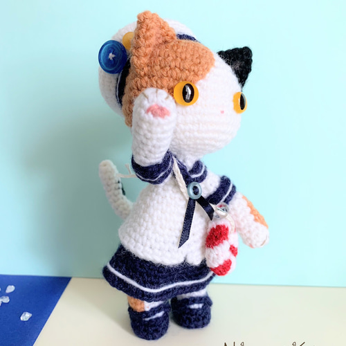 マリンセーラーのねこ【あみぐるみ】 あみぐるみ Nekomimi Keito 通販