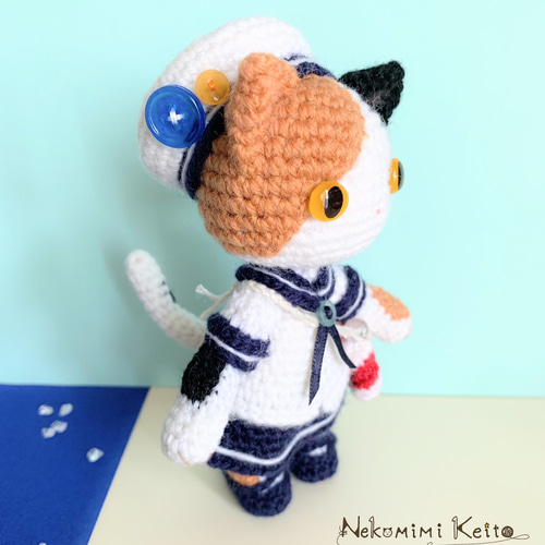 マリンセーラーのねこ【あみぐるみ】 あみぐるみ Nekomimi Keito