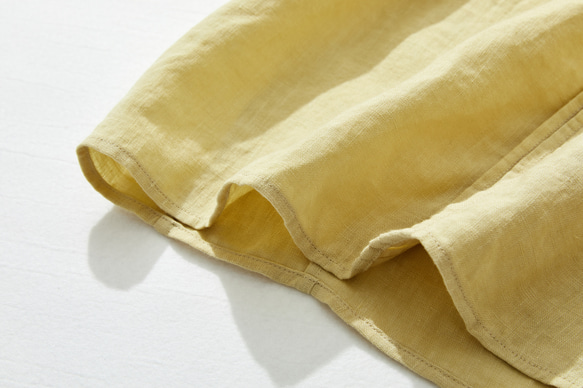 涼しげな大人可愛いピンタック入りブラウス　リネン100％　明るく淡い黄色　230505-2 8枚目の画像