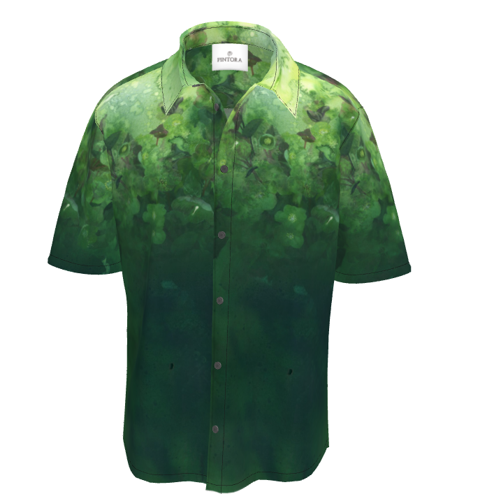 リネン　メンズ半袖シャツ　Greem mist2