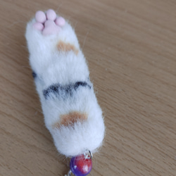 猫の手、ストラップ三毛猫 2枚目の画像