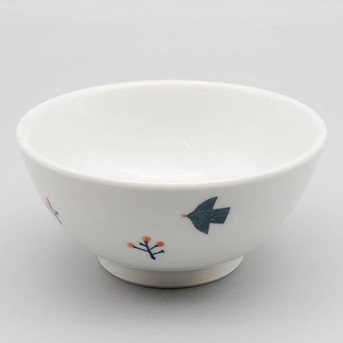 砥部焼 お茶碗 陶器 和風 「夫婦茶碗 鳥」 ボウル 窯元 竹山窯