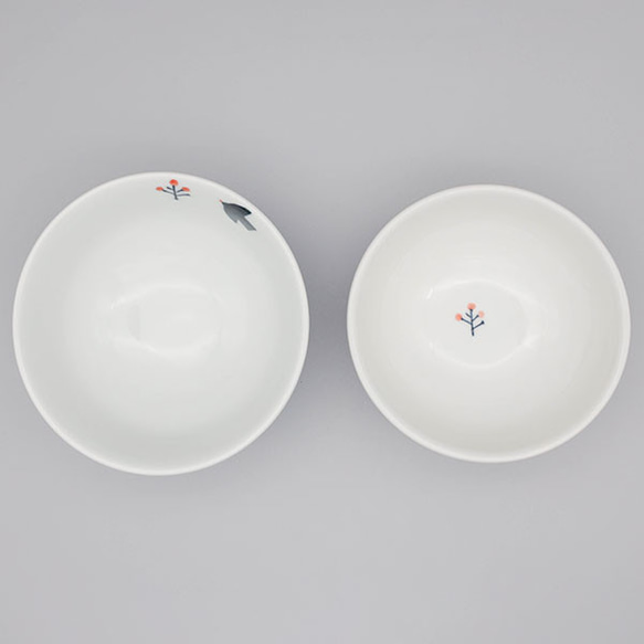 砥部焼 お茶碗 陶器 和風 「夫婦茶碗 鳥」 ボウル 窯元 竹山窯 chikuzan-201 3枚目の画像