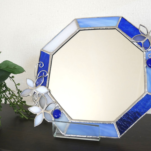 ●アンティーク●ステンドグラス【青と緑の花モチーフ】窓枠 es212057_2_grande.jpg?v=1667540052