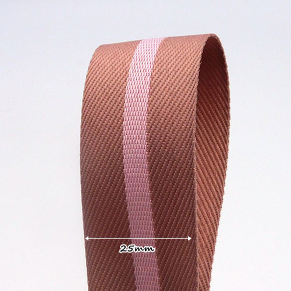 バイカラーリボン（Center line / Smoky Pink x Light PInk ）25mm ×1ｍ 5枚目の画像