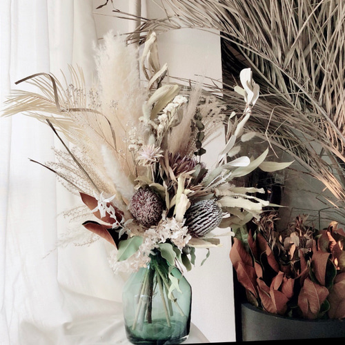新作WEEK2023 パンパスグラスとワイルドフラワーの花束＊すぐに飾れる