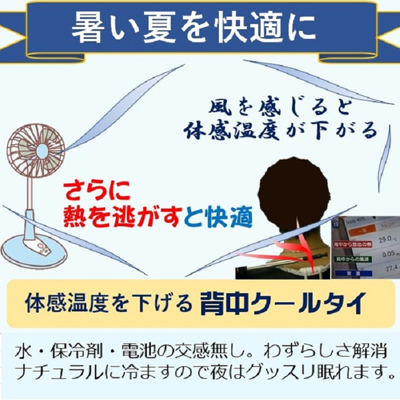 着るクーラー 暑さ対策 熱中症対策 節電 グッズ 室内 屋外  吸水速乾 背中冷却 こもる熱 ムレ解消「背中クールタイ」 13枚目の画像