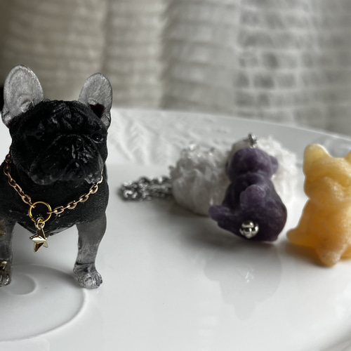 オルゴナイト フレンチブルドッグ立ちポーズ オブシディアン  