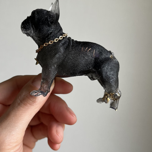 オルゴナイト フレンチブルドッグ立ちポーズ オブシディアン  