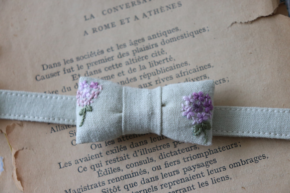 爽やかな紫陽花手刺繍の首輪 9枚目の画像