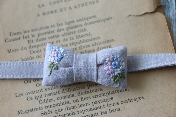 爽やかな紫陽花手刺繍の首輪 5枚目の画像