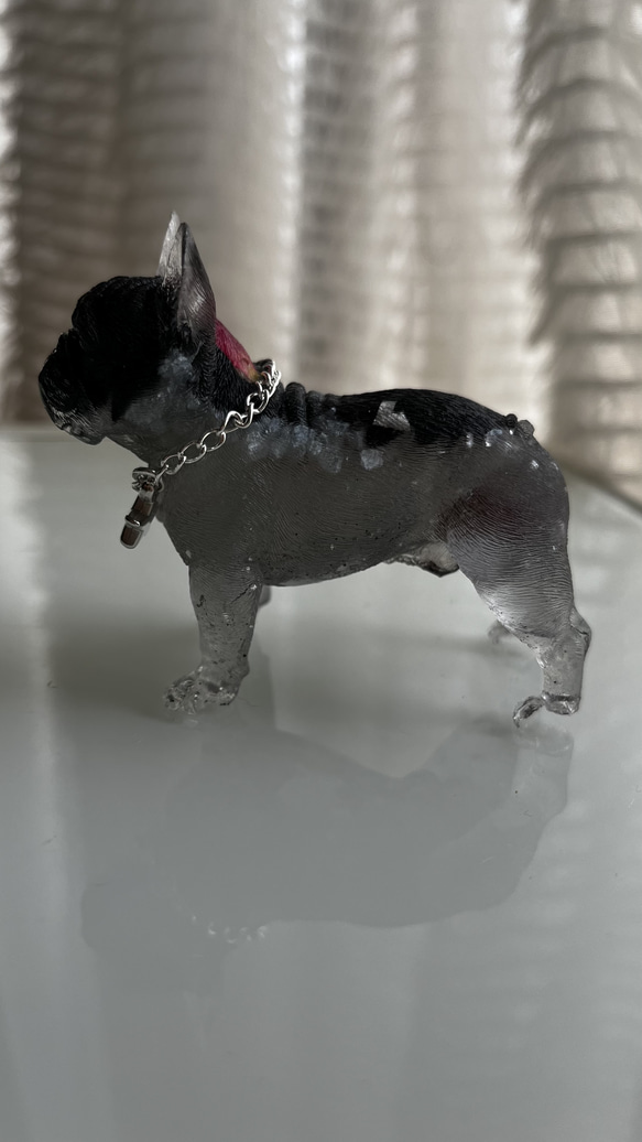 オルゴナイト フレンチブルドッグ 立ちポーズ オブシディアン 薔薇  