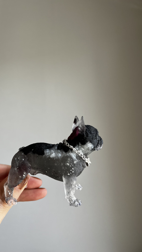 オルゴナイト フレンチブルドッグ 立ちポーズ オブシディアン 薔薇  