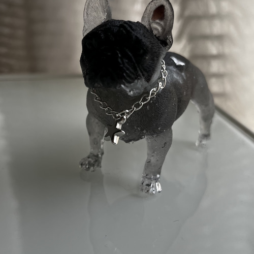 オルゴナイト フレンチブルドッグ 立ちポーズ オブシディアン 薔薇  