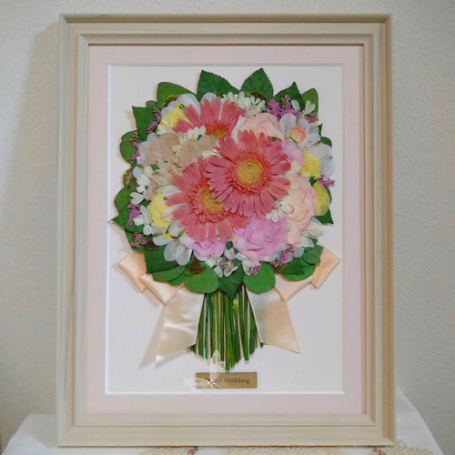 押し花額  その他インテリア ギフトにも最適！可愛いピンクの花束押し花アート額 （ハンドメイド） 『花束』 絵画
