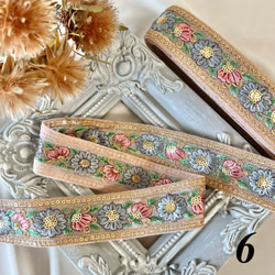 30cm  インド刺繍リボン  チュール  花柄 8枚目の画像