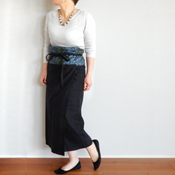 現代に和のテイストを！サイズフリー ハーフリネン巻きスカート ラップ