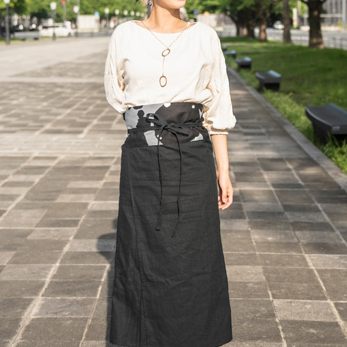 セリーヌ　フィービー期　リネン　コットン　ラップスカート　巻きスカート　黒　36 CELINE セリーヌ スカート サイズ38 フィービー期 ラップスカート 巻き