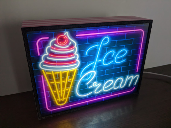 アイスクリーム ソフトクリーム スイーツ お菓子 洋菓子 ミニチュア ランプ 看板 置物アメリカン雑貨  ライトBOX 4枚目の画像
