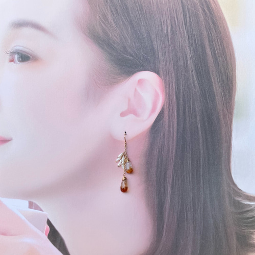 14kgfバイカラーシトリン・サファイアピアス/イヤリング 【公式通販】