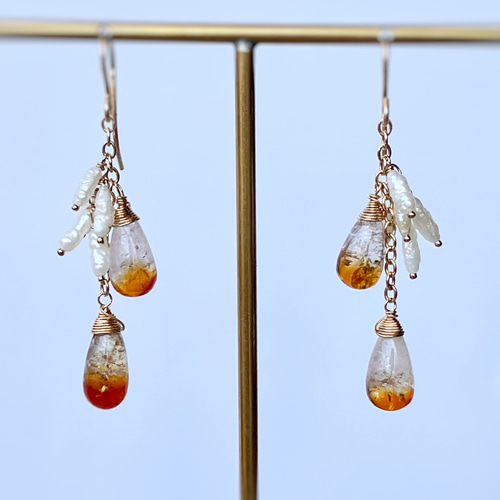 14kgfバイカラーシトリン・サファイアピアス/イヤリング 【公式通販】