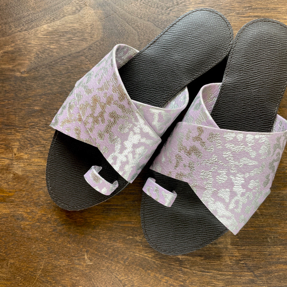 new【'23サマー】cross sandals ver.purple leopard /フラットサンダル＊紫レオパード 4枚目の画像