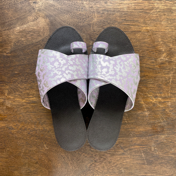 new【'23サマー】cross sandals ver.purple leopard /フラットサンダル＊紫レオパード 1枚目の画像