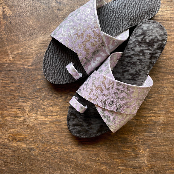 new【'23サマー】cross sandals ver.purple leopard /フラットサンダル＊紫レオパード 2枚目の画像