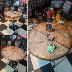 インダストリアル  ガレージテーブル  ミドルテーブル（折畳みテーブル） Ｄ-Type  #BASE  #ウイスキー樽 3枚目の画像