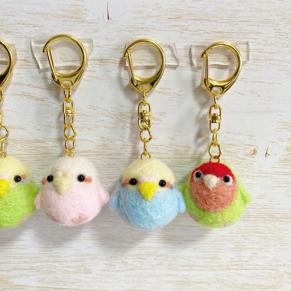 つぶらな瞳のちっちゃな相棒♡ちびころインコぶらざーず♡羊毛フェルトキーホルダー parakeet keychain 8枚目の画像