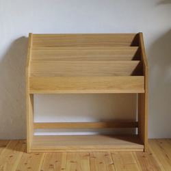 ホワイトオーク無垢材 絵本棚＊幅90cm 大容量 ラージサイズ 本棚・絵