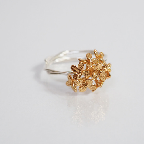 紫陽花のリング(silver×gold) ※フリーサイズ 指輪・リング