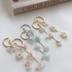 stone flower earcuff 〜ホワイトジェイド〜　　イヤーカフ / イヤリング 4枚目の画像