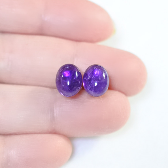 （獨一無二的物品）紫水晶耳釘，10 x 8 毫米（鈦柱） 第4張的照片