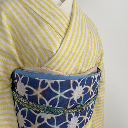 麻着物 浴衣 レモネードウェイ フレンチリネン 縞 ストライプ きもの