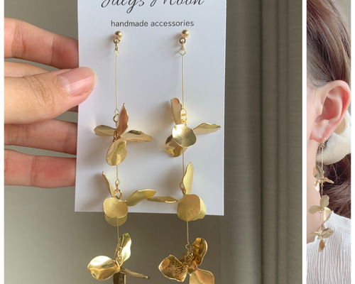 Shashi ピアス 花 フラワー スタッド メタル メタルフラワー ピアス/イヤリング（ゴールド） ピアス