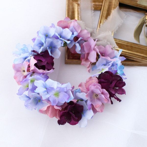 紫陽花の花冠* ベビー • キッズ花かんむり パープル × ブルー NO