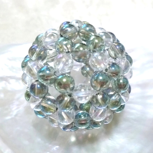 グリーンアクアオーラ×水晶 神聖幾何学フラーレン その他置物 lien