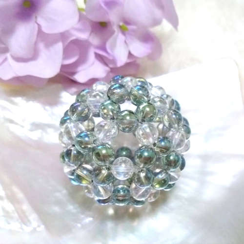 グリーンアクアオーラ×水晶　神聖幾何学フラーレン グリーンアクアオーラ×水晶 神聖幾何学フラーレン その他置物