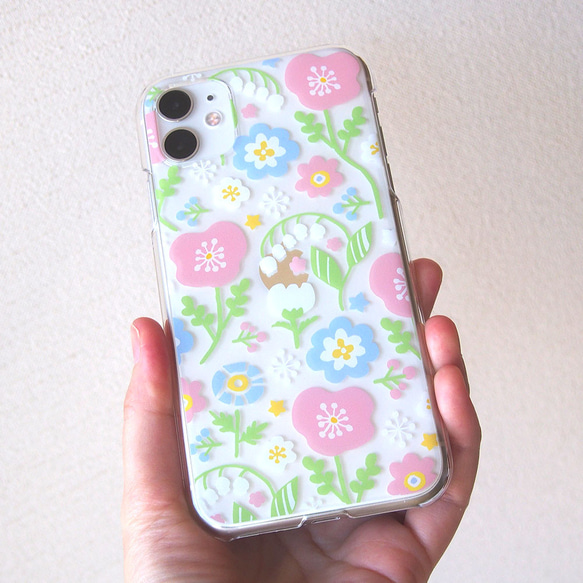 軟性智慧型手機保護殼[春天等待粉彩花]可選擇肩帶#相容iPhone15 第4張的照片