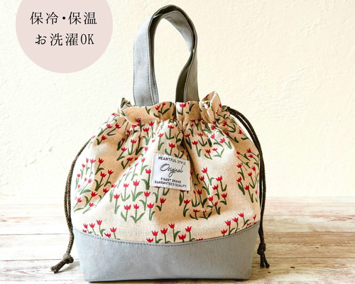 ランチバッグ　お弁当袋　持ち手付き 7c57b1704471ea14deb6c13f5f3bd4