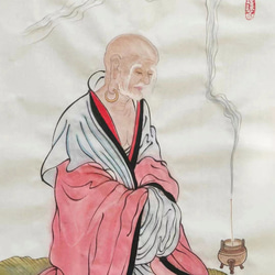 バナナの葉の上に座る仏陀（中国絵画30*70cm） 1枚目の画像