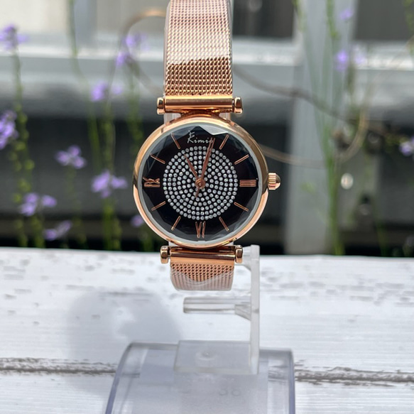 早い者勝ち！メッシュベルト腕時計（6356・ローズゴールド