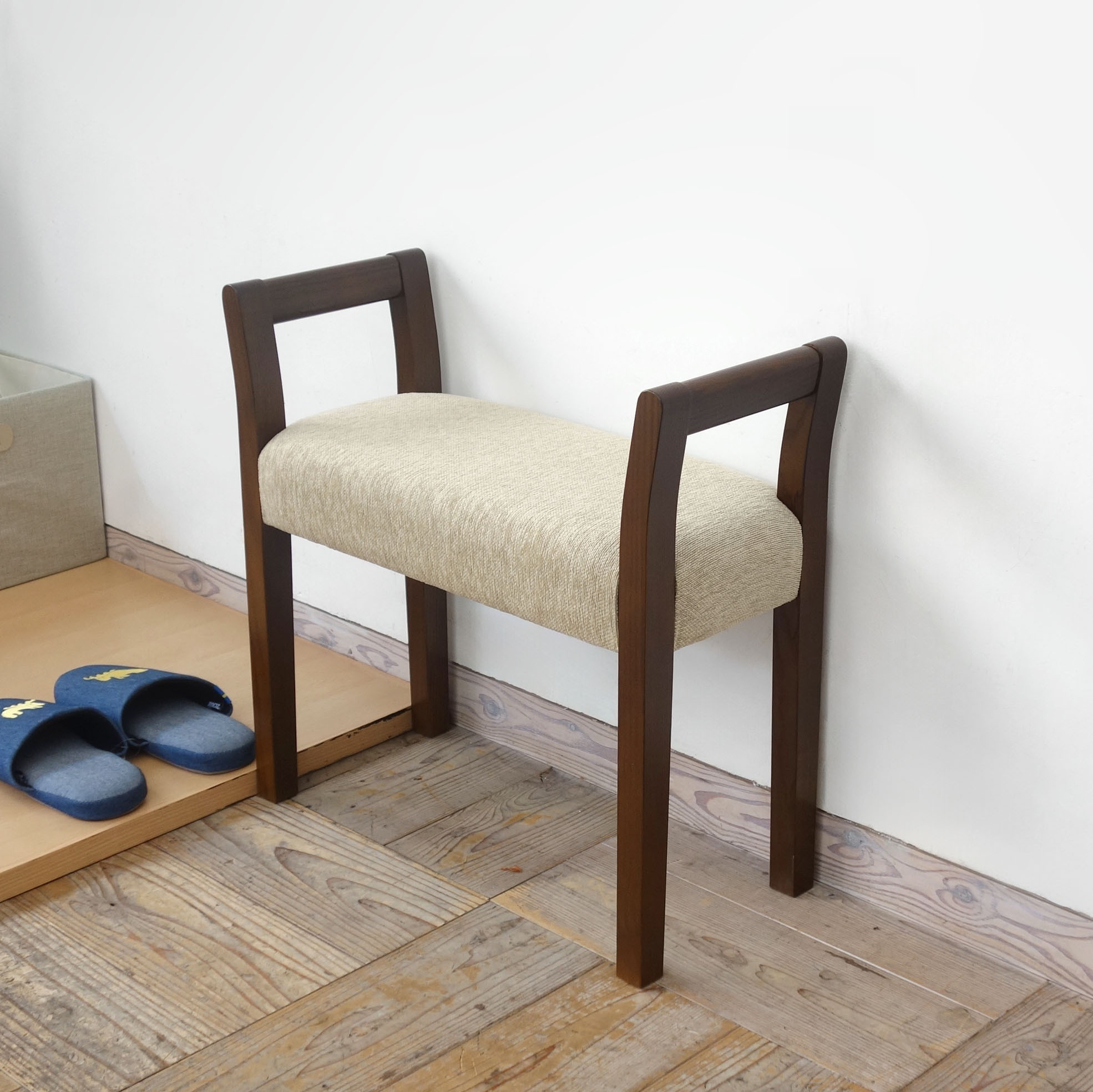 玄関スツール ダブルアーム（BR×定番キャメル）