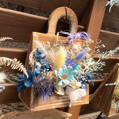 紫陽花を飾りましょう☆サムシングブルーwood bag入りアレンジ