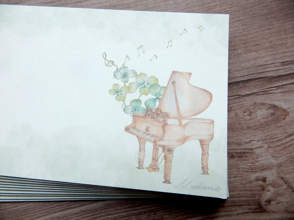 幸運の四つ葉クローバーニューヨークスタインウェイ風ピアノ メッセージカード５０枚セット 2枚目の画像
