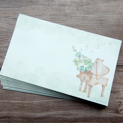 幸運の四つ葉クローバーニューヨークスタインウェイ風ピアノ メッセージカード５０枚セット 1枚目の画像
