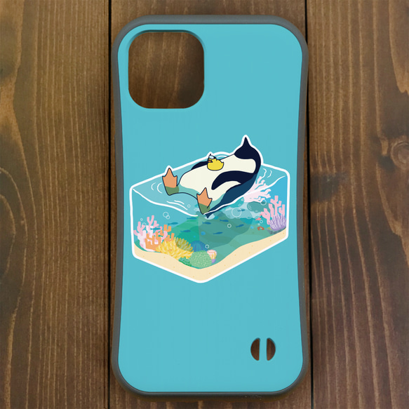 ペンギン【iPhone13・iPhone14対応】ペンギンフロートSEA グリップケース iPhone用 1枚目の画像