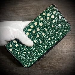スタースティングレイ 海の宝石 スターガネーシャ 長財布 財布 カード１８枚 父の日 プレゼント グリーン 緑色 3枚目の画像